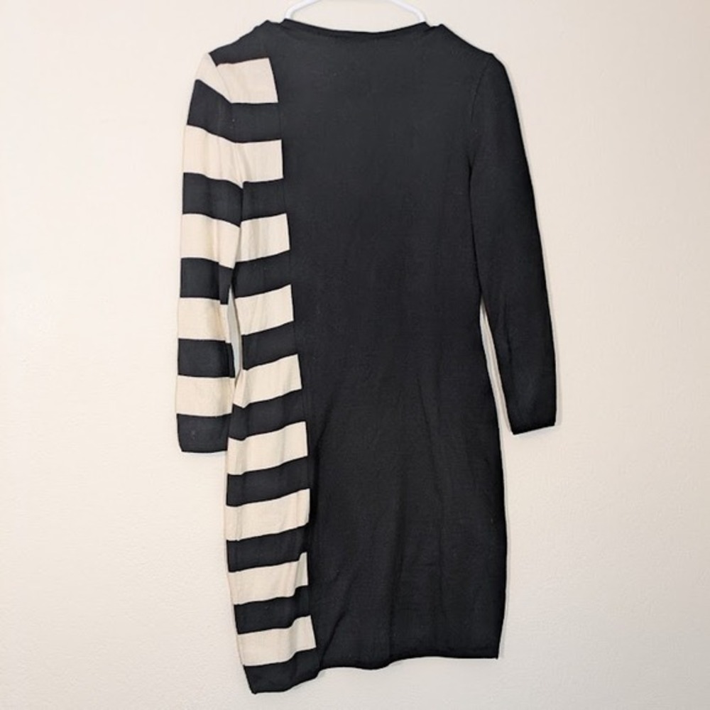 Anna Molinari Sequin Stripe Dress Italy S Whimsigoth Witchy Glam Black White - Picture 2 of 9